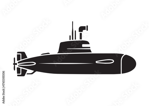 Submarine icon, Submarine silhouette vector