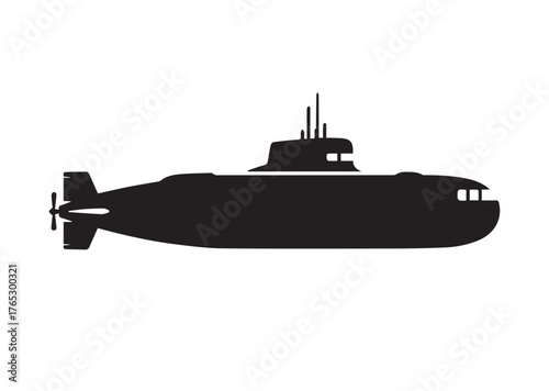 Submarine icon, Submarine silhouette vector