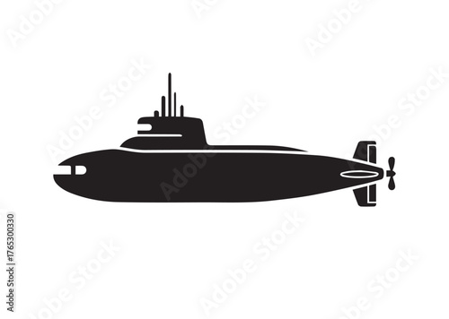 Submarine icon, Submarine silhouette vector
