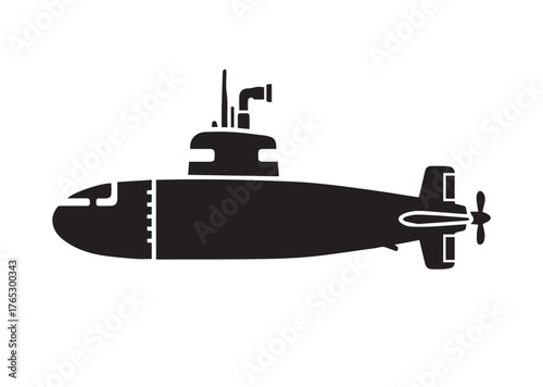 Submarine icon, Submarine silhouette vector