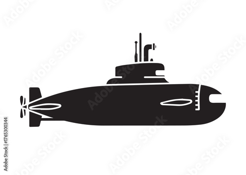 Submarine icon, Submarine silhouette vector