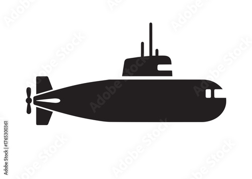 Submarine icon, Submarine silhouette vector