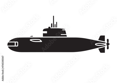 Submarine icon, Submarine silhouette vector