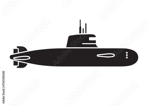 Submarine icon, Submarine silhouette vector