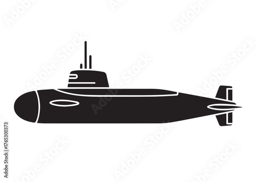 Submarine icon, Submarine silhouette vector