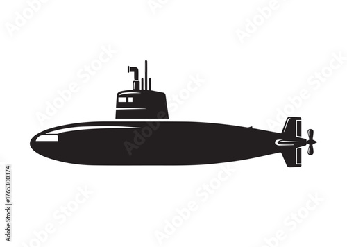 Submarine icon, Submarine silhouette vector