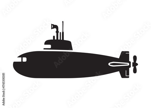 Submarine icon, Submarine silhouette vector