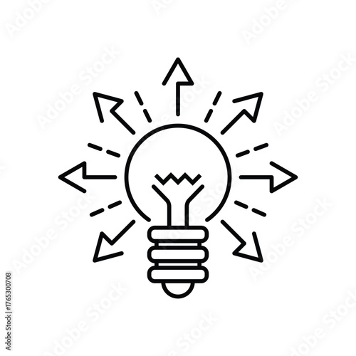 sharing idea icon, distribution creative vision, thin line symbol on white background - editable stroke vector illustration eps10