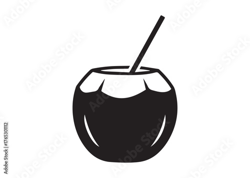 Coconut water drink icon, Coconut water drink silhouette vector