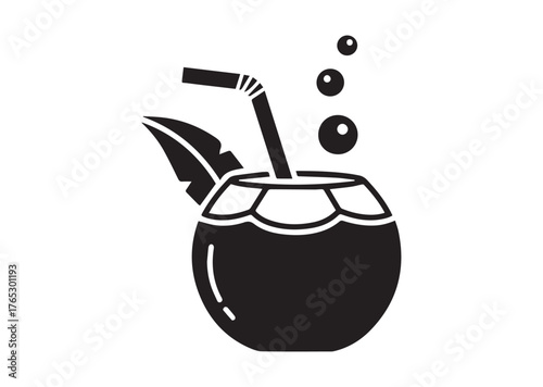 Coconut water drink icon, Coconut water drink silhouette vector