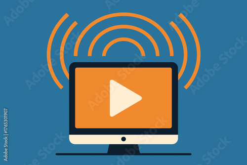 No digital symbol symmetry emojis vector broadcast screen icon waves characters numbers