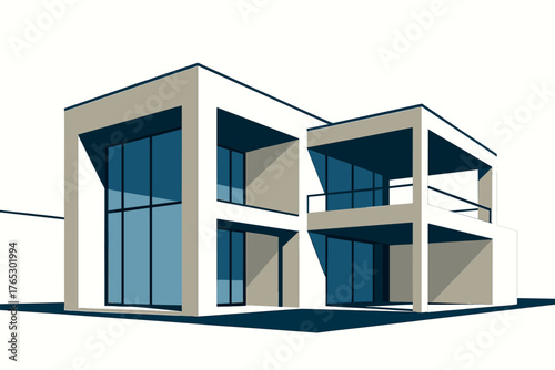 Clean palette glass icon symmetry panels building vector balanced architectural minimalism modern