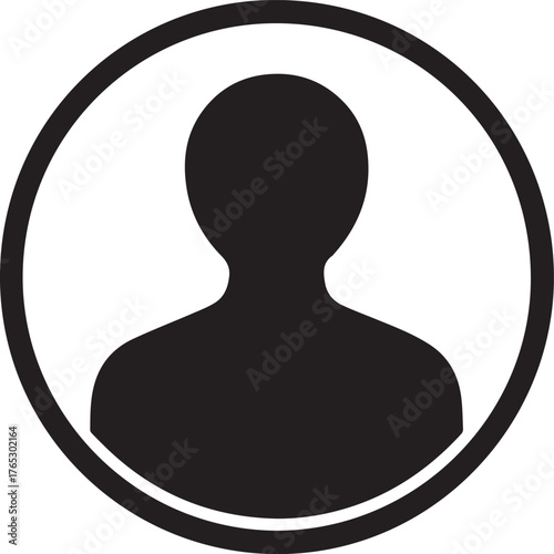 Minimal Flat Black Vector Icon Of A Single Person Silhouette Bust In Circular Frame – Professional UI Symbol
