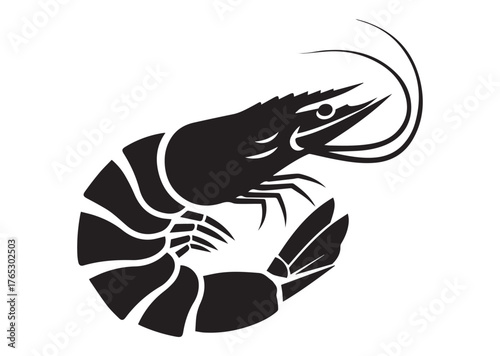 Shrimp icon, Shrimp silhouette vector
