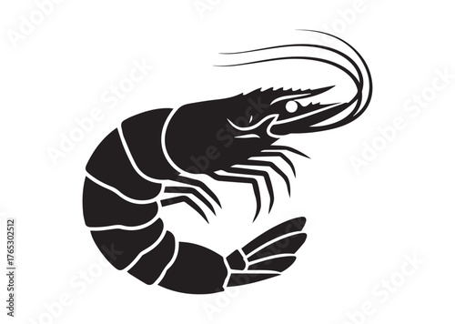 Shrimp icon, Shrimp silhouette vector