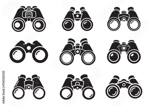 Binoculars icon, Binoculars silhouette vector