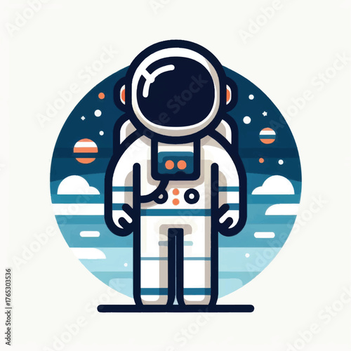 Astronaut in space suit ready for cosmic exploration adventure.
