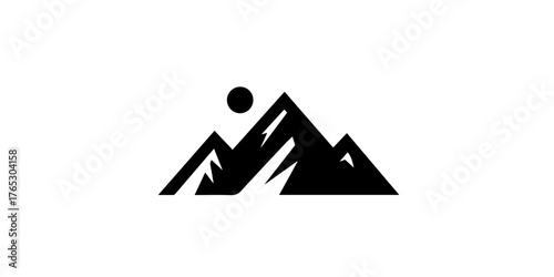 Bold minimal mountain logo design clean peaks adventure symbol outdoor nature scenic journey emblem vector