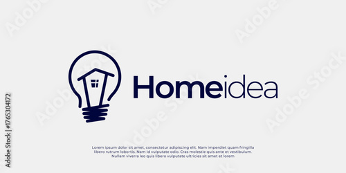 Modern and minimalist logo combining a house and light bulb symbol,