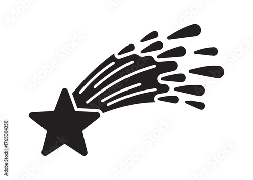 Shooting star icon, Shooting star silhouette vector
