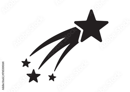 Shooting star icon, Shooting star silhouette vector