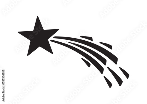 Shooting star icon, Shooting star silhouette vector
