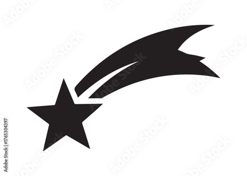 Shooting star icon, Shooting star silhouette vector