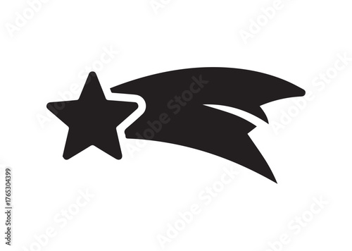 Shooting star icon, Shooting star silhouette vector