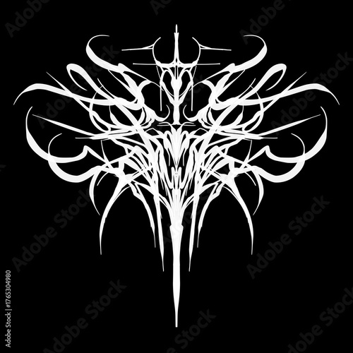 Abstract neo tribal symmetrical patterns graphic vector design for tattoo, streetwear t-shirt print gothic apparel