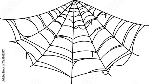 Halloween cartoon creepy cobweb, spiderweb thread. Fall season celebration tangled spider web decor element, horror spooky sticky trap vector thread. Autumn holiday stretching old cobweb net