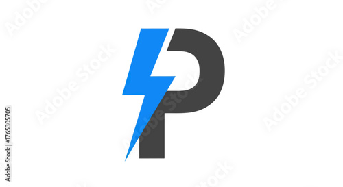Blue lightning bolt integrated with the letter P logo design. Free Download Blue lightning bolt integrated with the letter P logo design. - GFXLoad