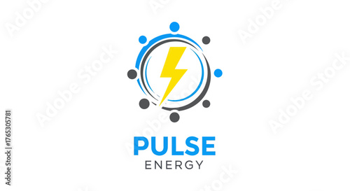 Free Download Pulse Energy Logo Featuring a Lightning Bolt Surrounded by Circular Elements. - GFXLoad