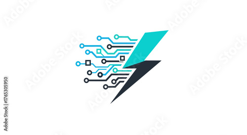 Digital lightning bolt logo representing technology and innovation in the modern world.
