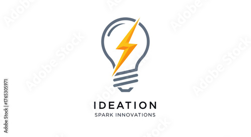 Ideation Logo Featuring a Light Bulb and Lightning Bolt Symbol.