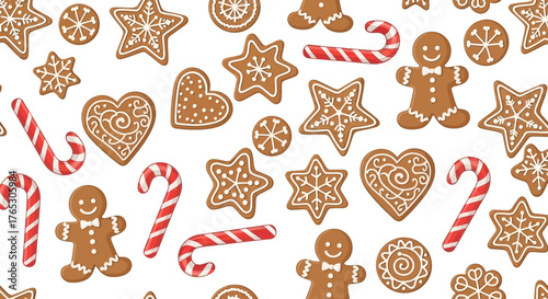 gingerbread cookies seamless pattern