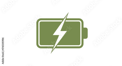 Green Battery Icon with Lightning Bolt Symbol.