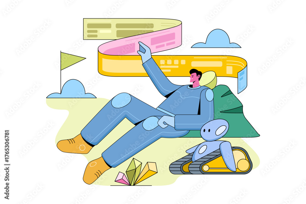 Naklejka premium Future Collaboration Between Human and Robot AI 