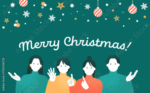 メリークリスマス！クリスマスキャンペーン用の男女のベクターイラスト素材