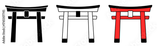 神社の鳥居のアイコンセット
