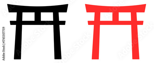 神社の鳥居のアイコンセット
