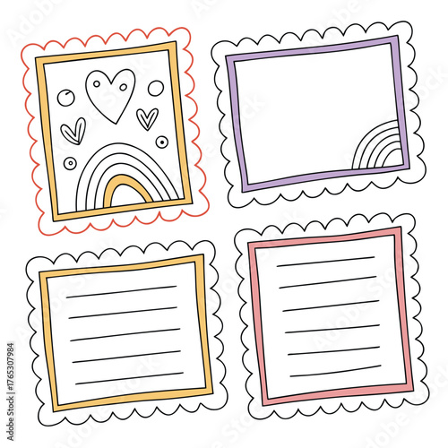 A vintage set of vector frames and borders for design with a retro ornament pattern on a blank paper template