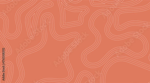 Abstract background features a muted coral backdrop overlaid with flowing white lines and organic shapes creating a modern, minimalist design with visual movement