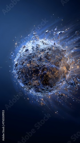 Explosive Cosmic Event with Bright Sparks and Flying Debris