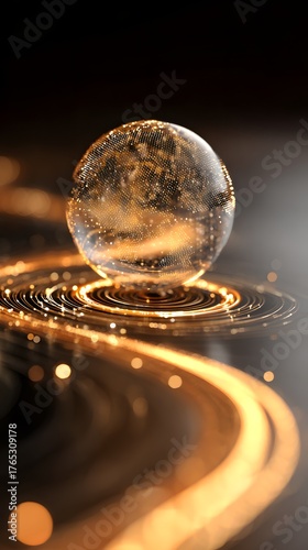 Enchanted Sphere with Illuminated Ripples and Glowing Highlights