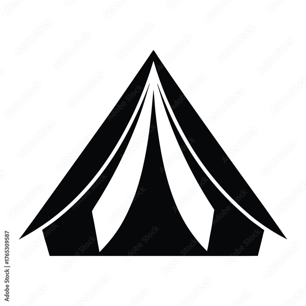 Fototapeta premium Tent Silhouette Simple Clean Centered Logo Vector Illustration