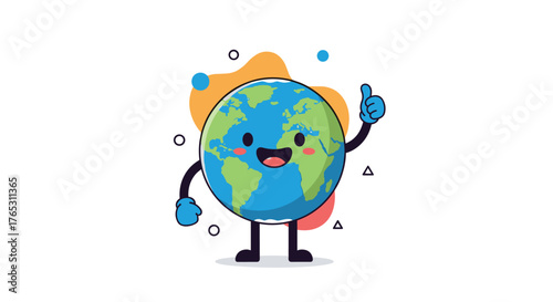 Happy Earth Character Giving Thumbs Up.