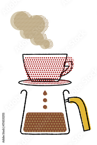 DripCoffeeゆるめコーヒードリッパー_切り絵風Ai