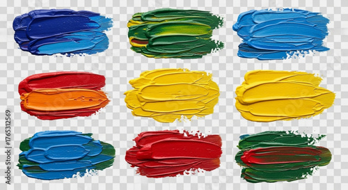 Oil paint strokes set colorful artistic brush strokes texture background for creative design art concept