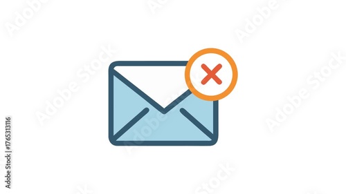 Email notification with a canceled message in flat style
