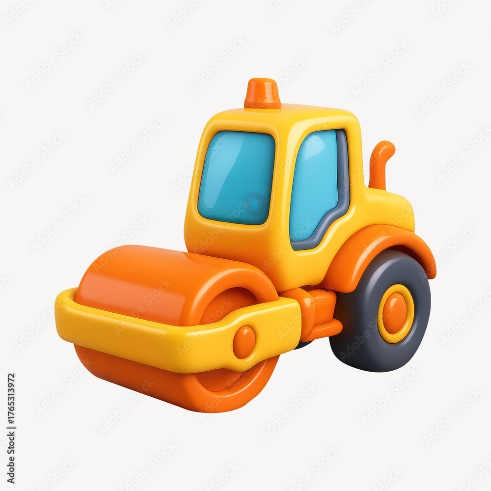 Naklejka premium Colorful cartoon steamroller illustration.